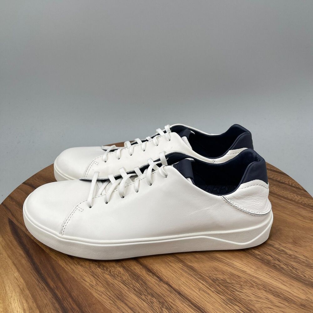 OluKai Laeahi Li'ili Shoes Mens Size 11 White Leather Casual Comfort Sneakers - Picture 4 of 10
